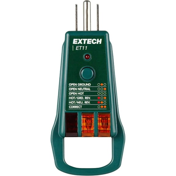 Extech 120V 50/60Hz Gfci Receptacle Tester With Pull Bar
