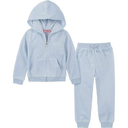 Juicy Couture Girls 7-16 Velour Zip Jogger Set (Light Blue 8/10)