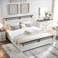 thumbnail image 2 of IFGET Farmhouse King Size Bed Frame with 47" Headboard, Wood Bed Frame with Footboard, Platform Bed with Wood Slats Support, No Box Spring Needed, 2 of 6