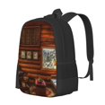 thumbnail image 1 of Balery Log Cabin Inside Mochila para hombre y mujer - Tela Oxford 600D resistente - Gran capacidad, resistente al agua, ideal para la escuela, viajes y senderismo, 1 of 6