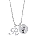 thumbnail image 1 of Delight Jewelry Silvertone Small Gelato Script Initial - R - Silvertone Script Initial Disc - P - Charm Necklace, 20"+3", 1 of 4