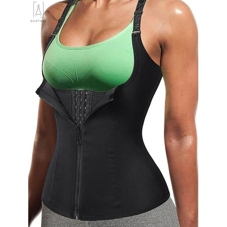 

Gustavedesign Women s Zipper Sweat Sauna Body Shaper Slimming Vest Waist Trainer Corset Shapewear Vest Workout Adjustable Tank Top