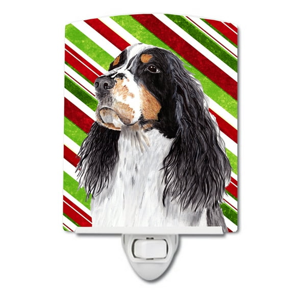 Caroline's Treasures SC9321CNL Springer Spaniel Candy Cane Holiday Christmas Ceramic Night Light, 6x4x3", multicolor