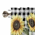 thumbnail image 5 of American Pastoral Style Kitchen Curtains and Valances Set, Sunflower Black White Plaid Rod Pocket Window Valance 18 Inch Window Curtain Panels for Living Room Bedroom Laundry, 27.5x24in, 3 Pieces, 5 of 7