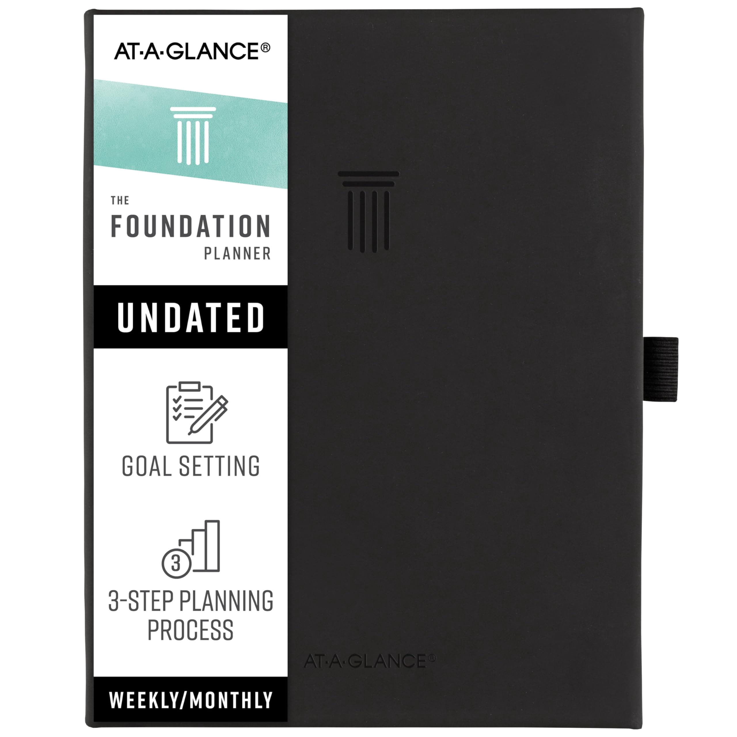 Action Day Meeting Notebook - 7x9 Inch Thread-Bound Notebook For Notes, Actions & Planning (Black)