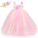 thumbnail image 2 of Vestido de princesa con tutú y encaje de diamantes de imitación para niña de flores, color rosa, para bodas, desfiles, vestidos de fiesta para niños, 2 of 5