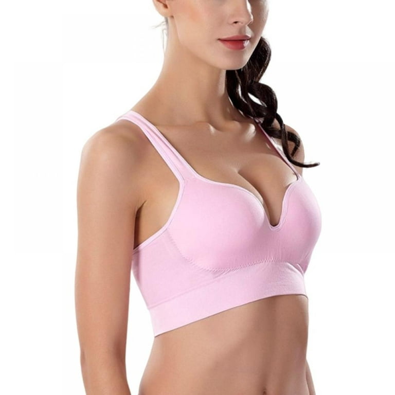Active Bra for Women Wirefree Lace Trim Soft Bralette Back Smoothing Push  up Bra Seamless Underwear Wireless Bras Widen Shoulder Straps(Black,S) 