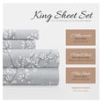 thumbnail image 2 of Double-Brushed Patterned Microfiber King Sheet Set 4 Piece – Oeko-TEX Certified Ultra Soft & Wrinkle-Free - 16" Deep Pocket Sheets - Easy Care King Size - Trellis Vine Light Gray, 2 of 8