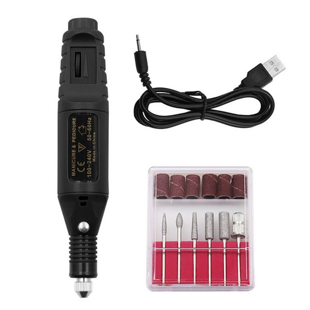 Mini Electric Grinder Drill Manicure Grinding Rotary Tool Kit Set Polishing Tool Black