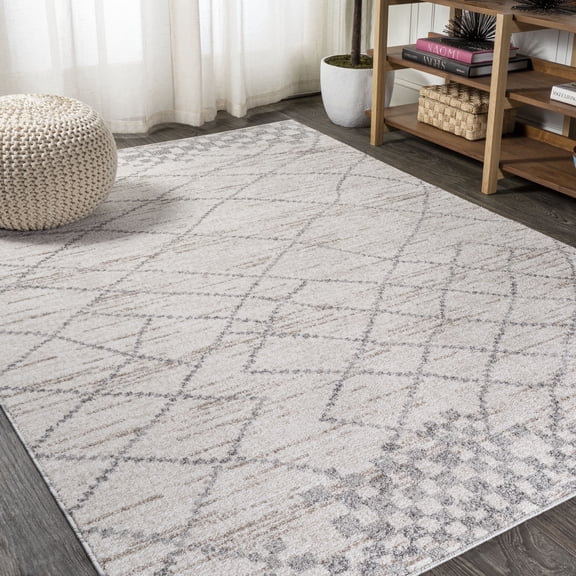 JONATHAN Y MOROCCAN HYPE 8 x 10 Area Rug, Asilah Moroccan Diamond - Light Gray, MOH300A-8