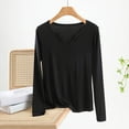 thumbnail image 2 of Aboser Women's Long Sleeve Modal Shirts Comfy V Neck Tops Solid Color Layering Shirt Casual Loose Fit Basic Tees Breathable Soft Pullover Top, 2 of 4