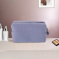 thumbnail image 5 of Unique Bargains 1 Pc Striped Pattern Makeup Bag for Travel Navy Blue Seersucker, 5 of 6