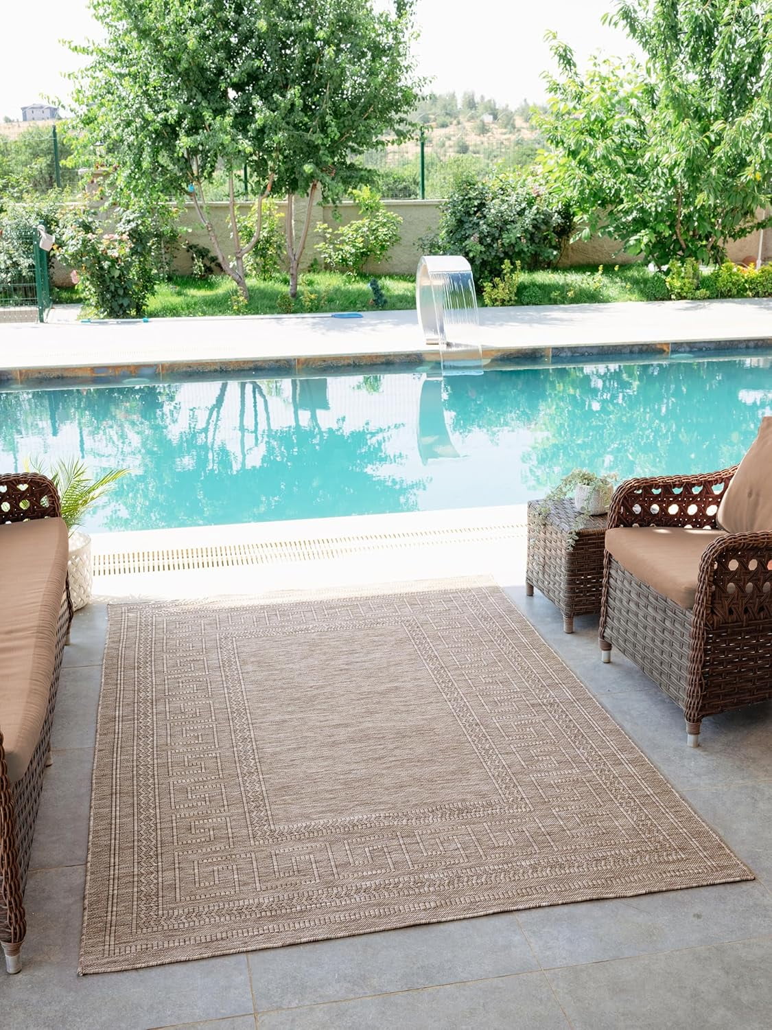 RUGGERRUGS Diana Textured Foldable Beige Indoor Outdoor Rug, 6x9