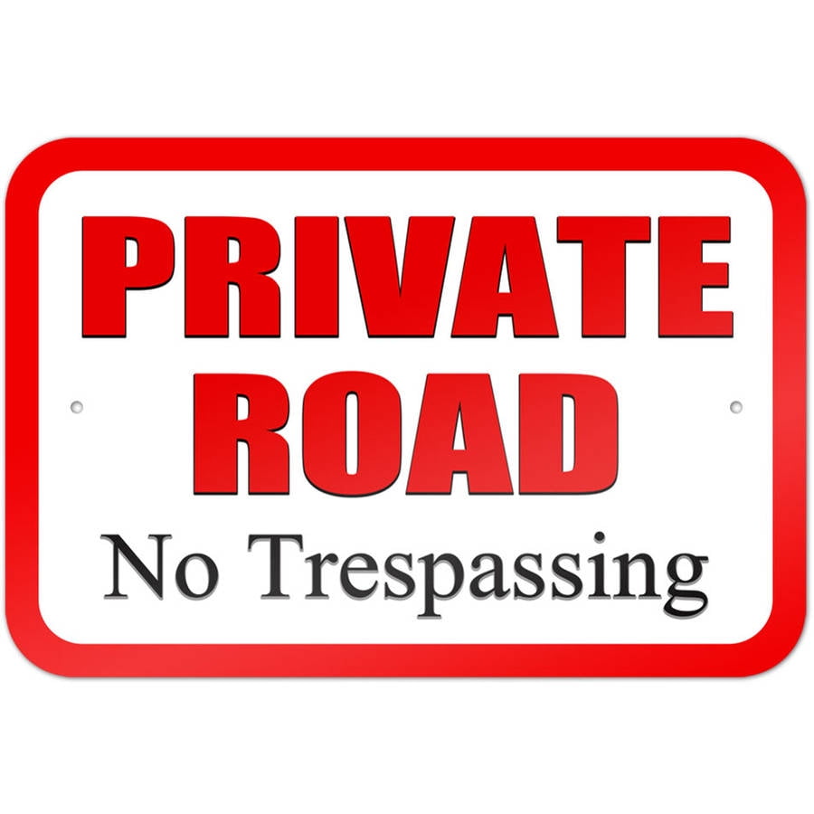 Private Road No Trespassing Red Sign