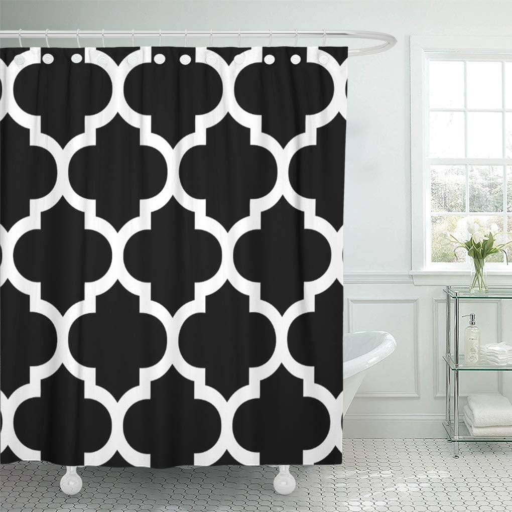 Xddja Garden Black White Moroccan, Black And White Trellis Shower Curtain