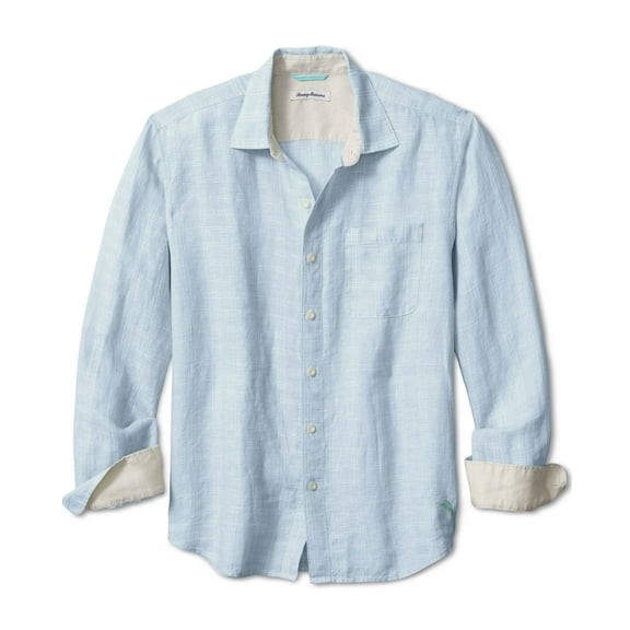 Tommy Bahama Men's Ventana Plaid Linen Long Sleeve Button-Down Shirt LSky Medium
