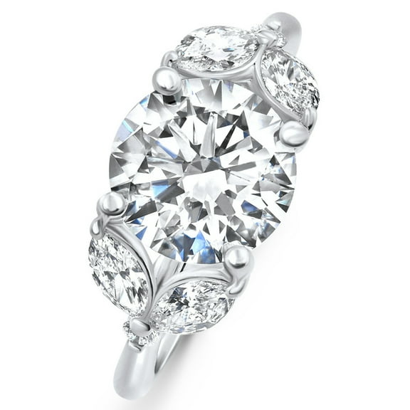 Pompeii Certified 2.75-6.75Ct Round Marquise Diamond Engagement Ring 14k Gold Lab Grown