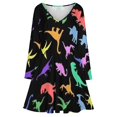 thumbnail image 3 of Fun Dinosaur Pattern Long Sleeve Sexy Dresses For Women Ladies Vintage Elegant Party Dress Oversized V-neck Dress, 3 of 7