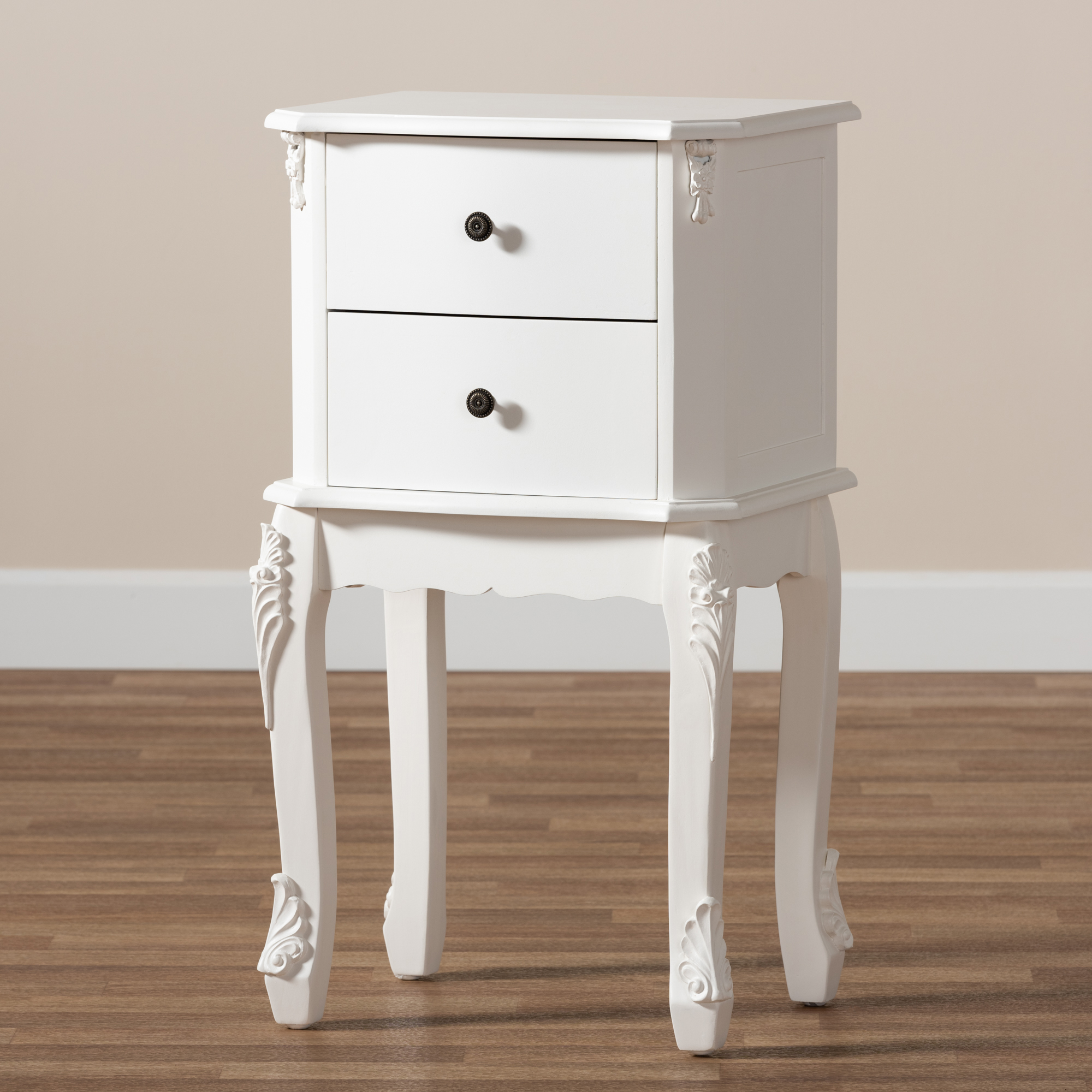 Baxton Studio Sophia Classic and Traditional French White Finished Wood 2-Drawer End Table - image 2 of 9