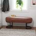 thumbnail image 3 of SAFAVIEH Bellezza Oval Solid Glam Bench, Cognac Leather, 3 of 10