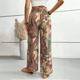 thumbnail image 4 of qolati Wide Legs Pants for Women Boho Ethnic Print Drawstring High Waisted Palazzo Pants Casual Loose Yoga Lounge Trousers with Pockets, 4 of 7