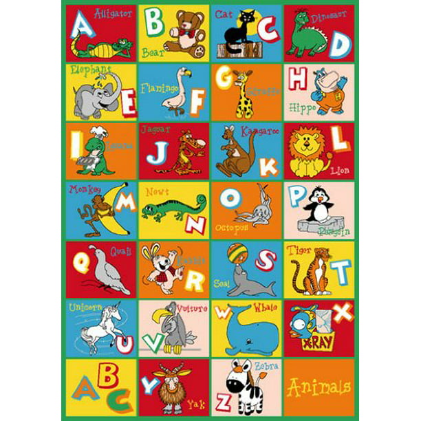 ABC Animals Kids Rug 3' x 5' Children Alphabet Area Rugs Playroom ...