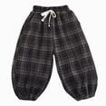 thumbnail image 5 of 11-12T Toddler Boys Girls Plaid Jogger Pants, Kids Drawstring Elastic Waist Retro Lantern Trousers with Side Pockets, Loose Casual Bottoms for 6-24 Months 2T 3T 4T 5T 6T 7T 8T Children,Brown, 5 of 7