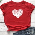thumbnail image 2 of Hauts d'Été pour Femmes 2023 Hauts pour Femmes Col Rond Manches Courtes T-Shirt Imprimé en Forme de Cœur Chemise Décontractée Blouse, 2 of 3
