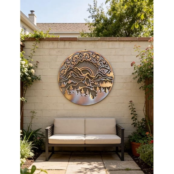 Colorful Nature Metal Wall Art, Outdoor Garden Decorative Wall Decor