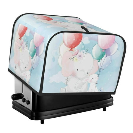 

Noewx Cute Elephant Bunny Flying With Balloon Toaster Covers 4 Slice Appliance Cover Toaster Fingerprint Protection and Greasy Protection Anti-sputtering Bread Maker Cover