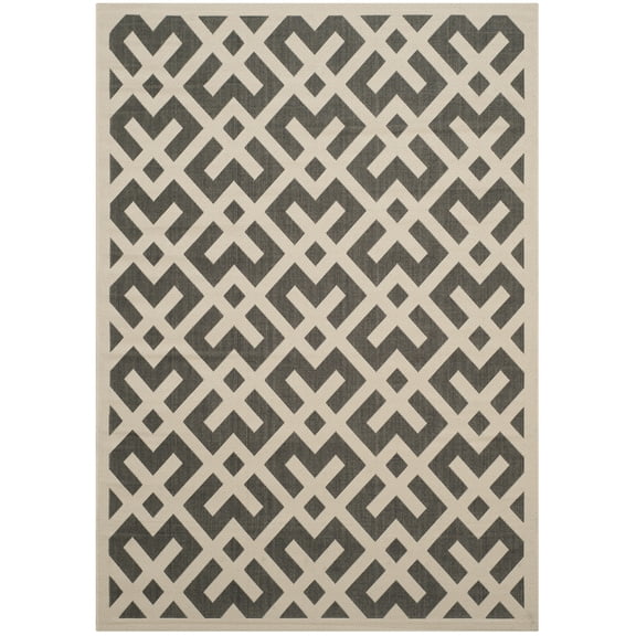Safavieh Courtyard Alvin Geometric Indoor/Outdoor Area Rug, Black/Beige, 5'3" x 7'7"