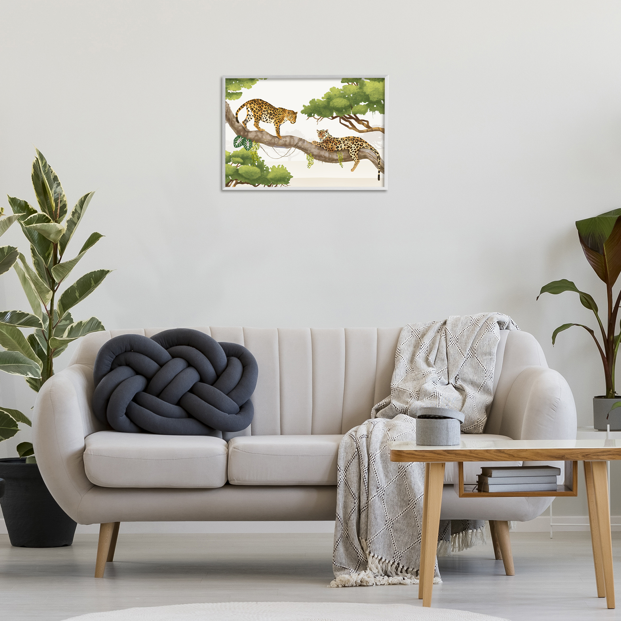 Stupell Industries Leopards Prowling on Branch Animals & Insects Painting White Framed Art Print Wall Art, 24 x 16