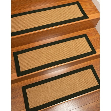 Custom Made Rugs Natural Area Rugs 100% Natural Fiber Aston, Sisal Gold, Handmade Custom Stair Treads Carpet Set Of 8 (9