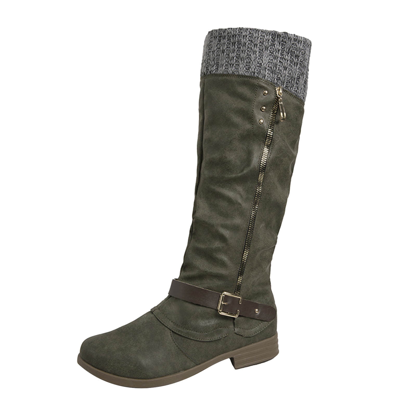 POROPL Wide Mid-Calf Boots for Women Black Flats Shoes Women Mom Winter Snow Boots for Women Knee High Christmas for Hiking Shoes for Clearence