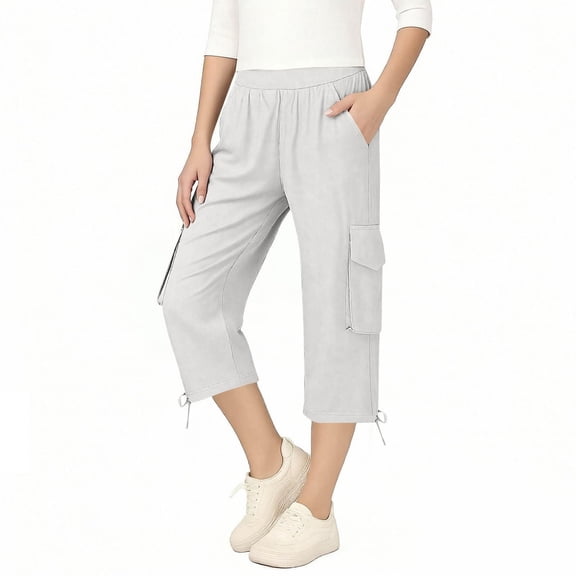 Girls Cargo Capris Pants, Casual Comfortable Summer Pants with Pockets for Toddler Girls and Kids, Fashion Trousers