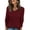 Deep Maroon, variant on Ronuti Sweaters for Women V Neck Long Sleeve Casual Fall Tops Crochet Knit Lightweight Pullover Fashion Clothes 2025