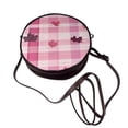 thumbnail image 3 of Leather Shoulder Round Bag 7.1×2.36in Fashion Casual Crossbody Bag Shoulder Bag For Work Travel Business Shopping Date Plaid Fall Camo Pink_1, 3 of 5