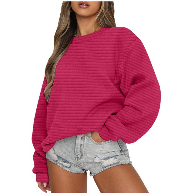 Birdeem Chandail en Molleton Oversize à Col Rond pour Femmes Automne Mode Décontractée Chandail