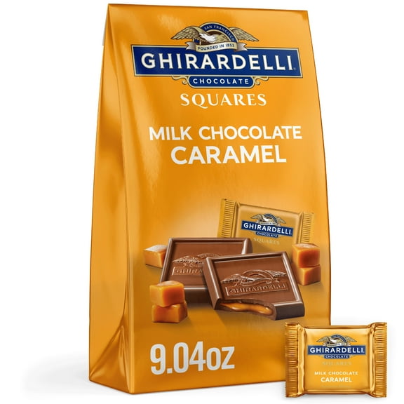 GHIRARDELLI Milk Chocolate Squares with Caramel Filling, Holiday Chocolate, 9.04 Oz Bag