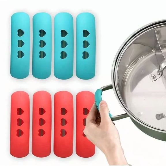 2Pcs Anti-Scalding Silicone Pot Handle Covers - Heat Insulation For Kitchen Use