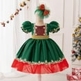 thumbnail image 4 of CUZIBR Toddler Kids Deer Girls Christmas Dresses Vintage A-line Colorful Girl Tulle Tutu Dress Mesh Princess Outfits Sets Cozy Dailywear For Child,Dark Green,3-4 Years, 4 of 9