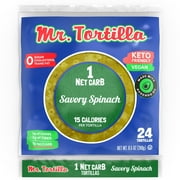 Mr. Tortilla Low Carb Tortilla Wraps - Keto Tortillas with Avocado Oil - Street Taco Size - 1 Net Carb per Serving - Low Calorie Keto Wraps - Low Carb Tortillas - (Savory Spinach, 24 Count)