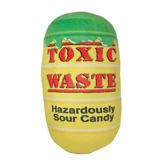 Candy Dynamics Toxic Waste Slime Licker Yellow Barrel Plush, Stuffed Animal, 14"