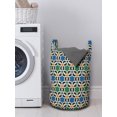 thumbnail image 3 of Moroccan Laundry Bag, Geometric Hexagonal Pattern Stars Style Eastern Zellige Art, Hamper Basket with Handles Drawstring Closure for Laundromats, 13" x 19", Green Blue Black, by Ambesonne, 3 of 4