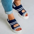 thumbnail image 2 of Woman Sandals Ladies Mid Heel Mesh Slip On Sporty Rubber Toe Covered Platform Sandals Slippers Blue 37, 2 of 6