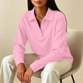 thumbnail image 5 of Golf Polo Shirts for Women Long Sleeve Button Placket Lapel Collar Vintage Casual Dressy Work Blouses, 5 of 7