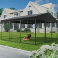 ALAULM Large Heavy Duty Outdoor Dog Kennel, Galvanized Steel Dog Kennel