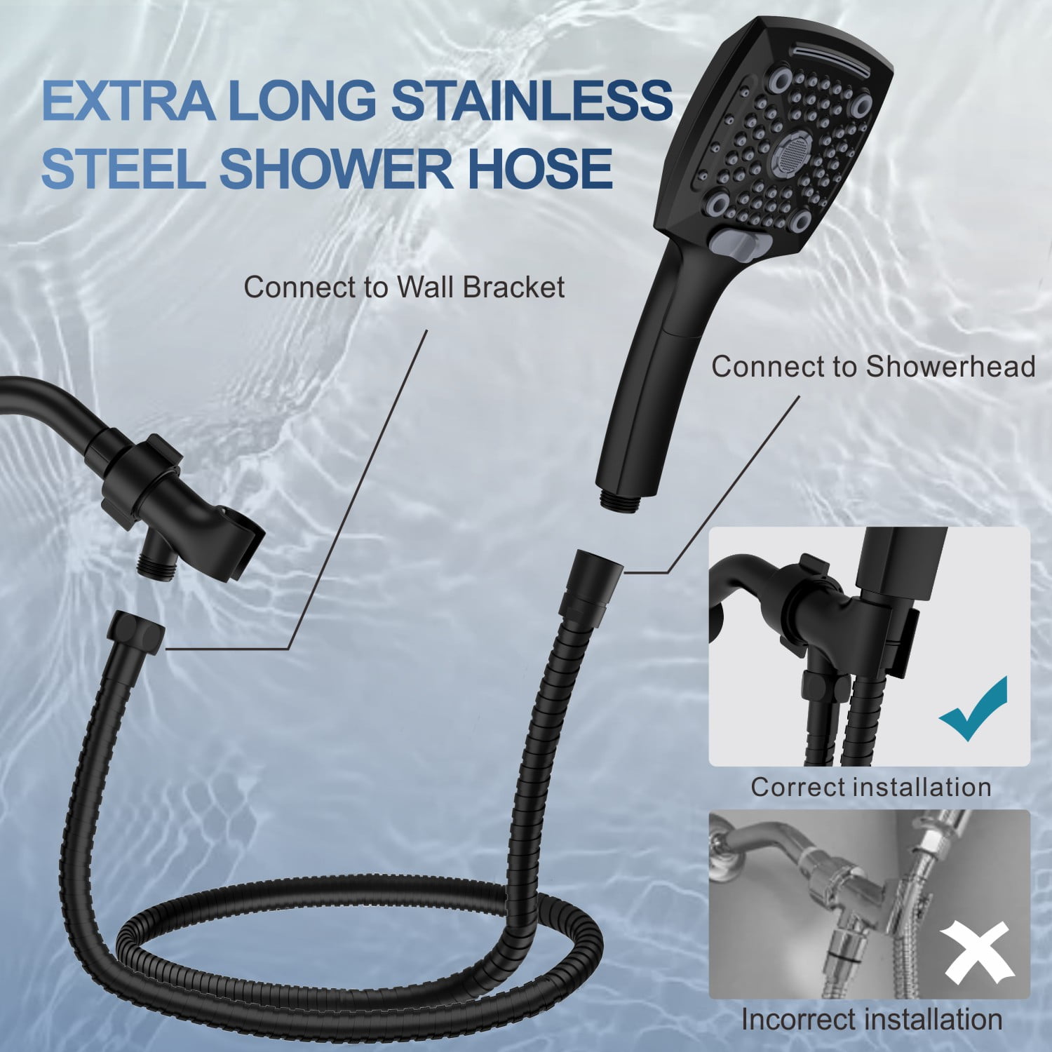 AUKTOPT 5 Spray Settings Filtered Shower Head Combo, High Pressure Handheld & Overhead Shower with Adjustable Height, Replaceable Filter Cartridge, 60" Hose, Matte Black