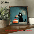 thumbnail image 5 of 2D Flat, 1pc, Art Decor Style, Whimsical Black Cat Enjoying Cake Art Wooden Sign 8x8 Inch, with Framed Cat Wall Hanging Decorative Sign for Home Cafe, Decorative plague, Perfect Festive Gift For H, 5 of 9