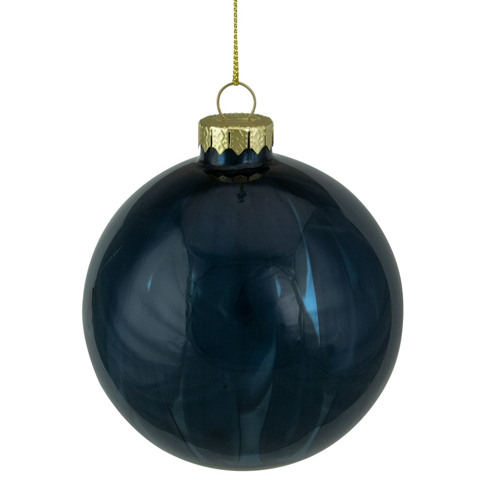 4" Shiny Royal Blue Glass Christmas Ornament